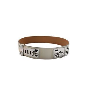 Hermes Womens Collier De Chien 50 Belt White Leather Size 85cm
